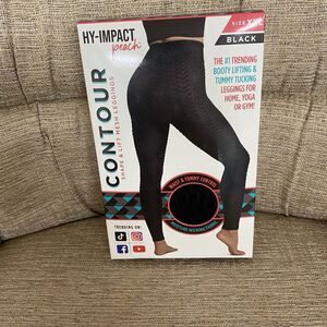 Black Contour Shape & Lift Mesh Leggings XXL Moisture Wicking Fabric